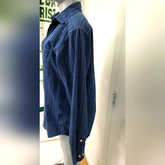 Vintage  TOMMY HILFIGER striped jeans shirt Medium - Picture 3 of 4